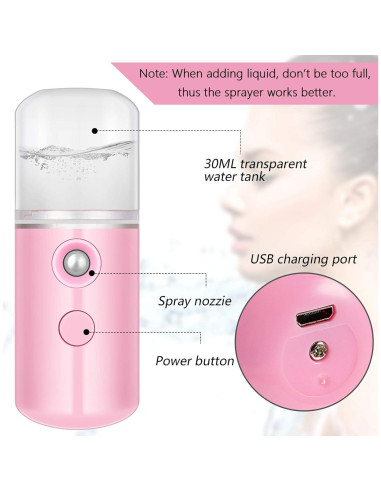 Vaporizador Facial Nano Mudder 30ml USB 4 Pcs Colores