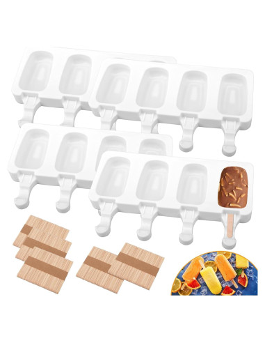4 Moldes de Silicona para Paletas SAYAYA con 200 Palitos