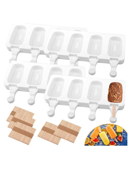 4 Moldes de Silicona para Paletas SAYAYA con 200 Palitos