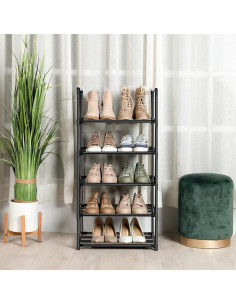 Estante de Zapatos OYREL 5 Niveles Metal Resistente Negro 2