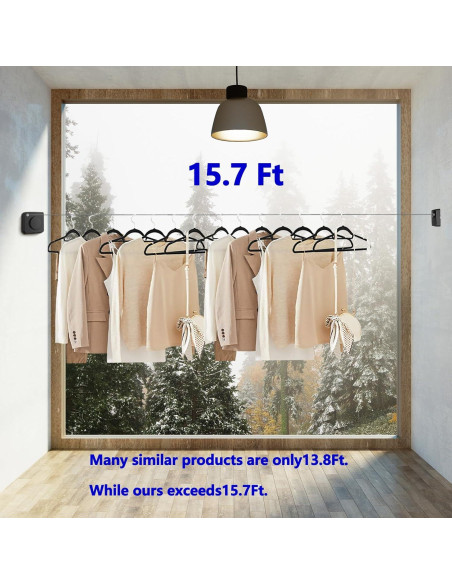 Tendedero Retráctil Interior SIWUKEH 4.78m Anti-sag con Clips