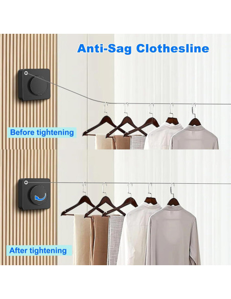 Tendedero Retráctil Interior SIWUKEH 4.78m Anti-sag con Clips