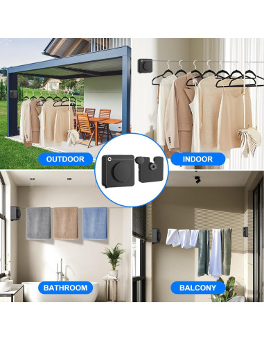 Tendedero Retráctil Interior SIWUKEH 4.78m Anti-sag con Clips