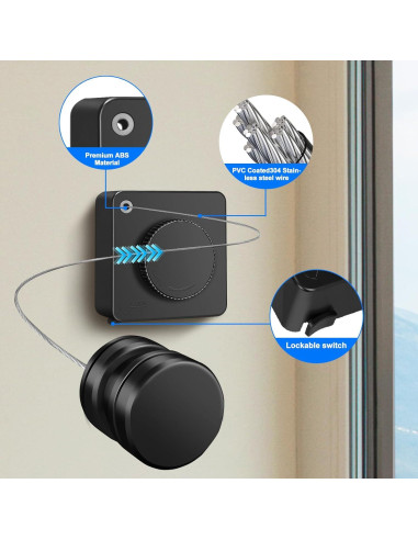 Tendedero Retráctil Interior SIWUKEH 4.78m Anti-sag con Clips