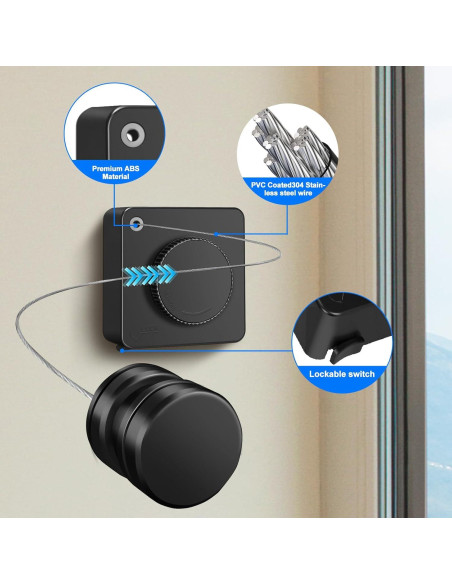 Tendedero Retráctil Interior SIWUKEH 4.78m Anti-sag con Clips