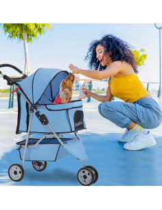 Carrito de Mascotas FDW Plegable 3 Ruedas Azul 14.97 kg 2