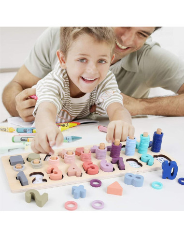 Apilador de Formas Contadoras QZMTOY - Juguete Educativo de Madera