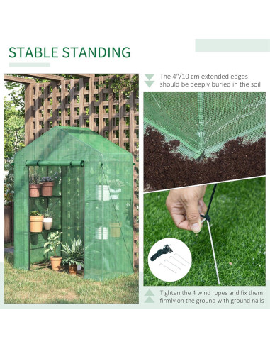 Invernadero portátil Outsunny 1.52x0.76x1.98m con 3 estantes