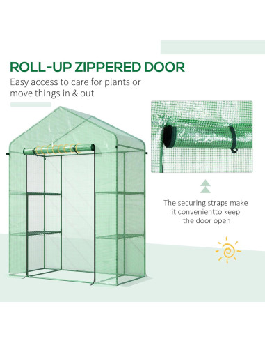 Invernadero portátil Outsunny 1.52x0.76x1.98m con 3 estantes