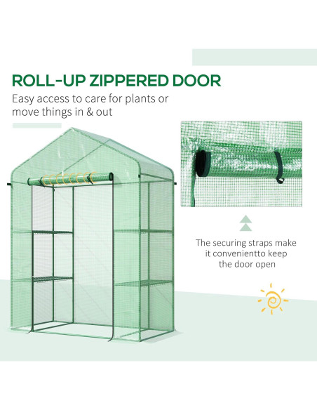 Invernadero portátil Outsunny 1.52x0.76x1.98m con 3 estantes