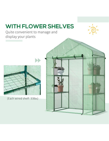 Invernadero portátil Outsunny 1.52x0.76x1.98m con 3 estantes