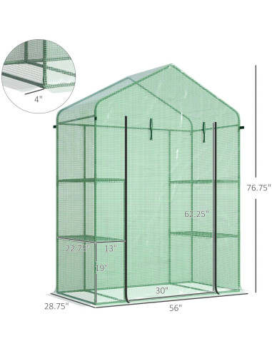 Invernadero portátil Outsunny 1.52x0.76x1.98m con 3 estantes
