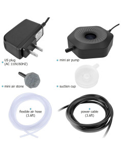 Bomba de Aire Mini Hygger 1.5W Ultra Silenciosa para Acuario 1.9-56.8L 2