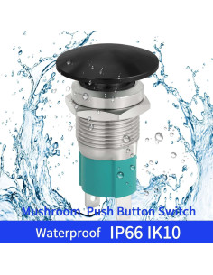 Interruptor pulsador metálico ZJWZJH 10A 16mm SPST Rojo IP66 2
