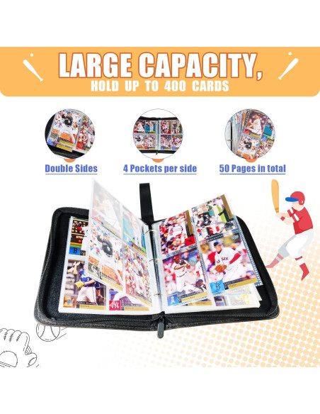Carpeta de Tarjetas de Béisbol Sunhorse - 400 Bolsillos, 50 Páginas