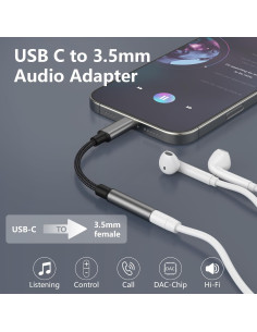 Adaptador USB C a 3.5mm DESOFICON - Paquete de 2, Audio Hi-Fi 2