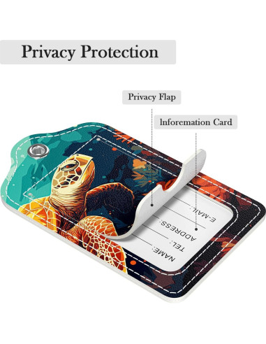 Etiquetas de Equipaje GDJEGE Tortugas de Arte 2 Piezas