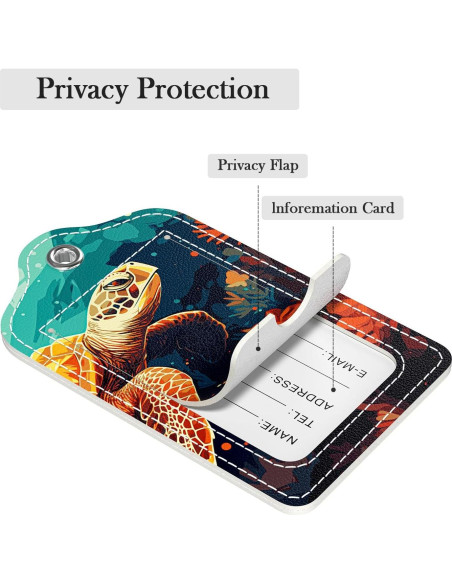 Etiquetas de Equipaje GDJEGE Tortugas de Arte 2 Piezas