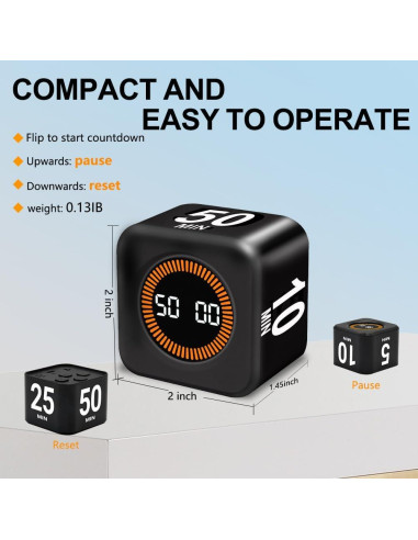 Temporizador Visual PULIVIA 5-50 Minutos Recargable Negro