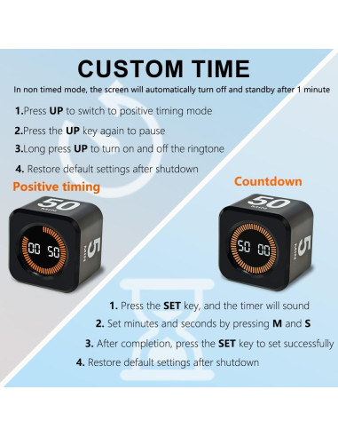 Temporizador Visual PULIVIA 5-50 Minutos Recargable Negro