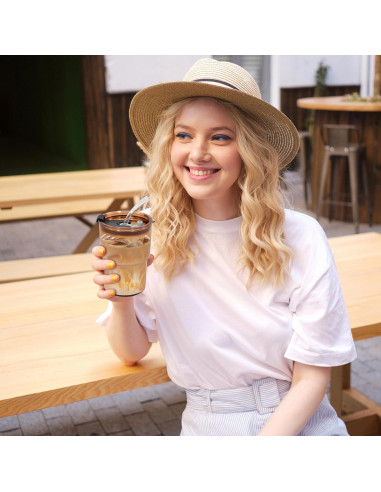 Set de 2 Vasos Reutilizables Icesip 450 ml con Tapas y Pajitas