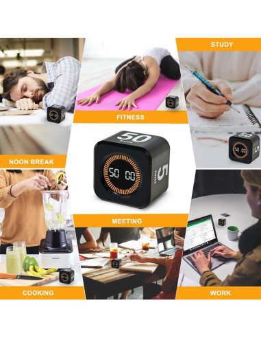 Temporizador Visual PULIVIA 5-50 Minutos Recargable Negro