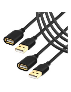 Cable de Extensión USB 2.0 Besgoods 1.83m Paquete de 2 Negro