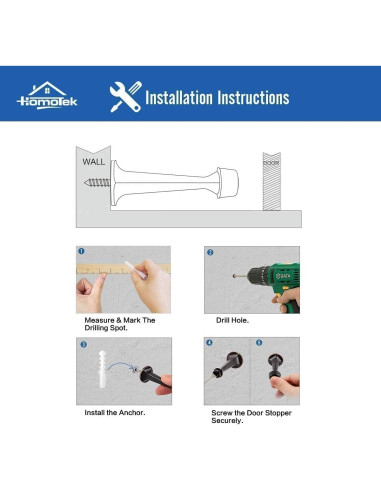 HOMOTEK Tope de Puerta 3 Paquete Bronce Antiguo Alta Resistencia