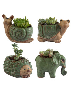 Macetas Pequeñas de Cerámica Godealio con Drenaje - 4 Piezas