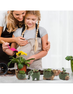 Macetas Pequeñas de Cerámica Godealio con Drenaje - 4 Piezas 2