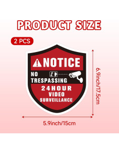 Carteles de Seguridad 24 Horas LUHIMO - 2 Piezas Vinilo 2