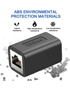 Extensor Ethernet 10Gbps LEKVKM RJ45 Cat8/7/6/5e/5 Negro 2