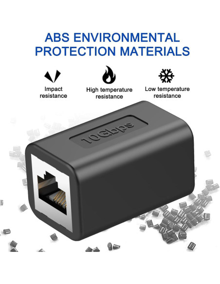 Extensor Ethernet 10Gbps LEKVKM RJ45 Cat8/7/6/5e/5 Negro