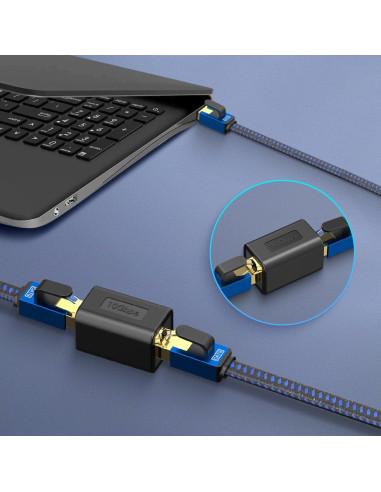 Extensor Ethernet 10Gbps LEKVKM RJ45 Cat8/7/6/5e/5 Negro