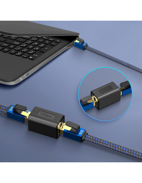 Extensor Ethernet 10Gbps LEKVKM RJ45 Cat8/7/6/5e/5 Negro