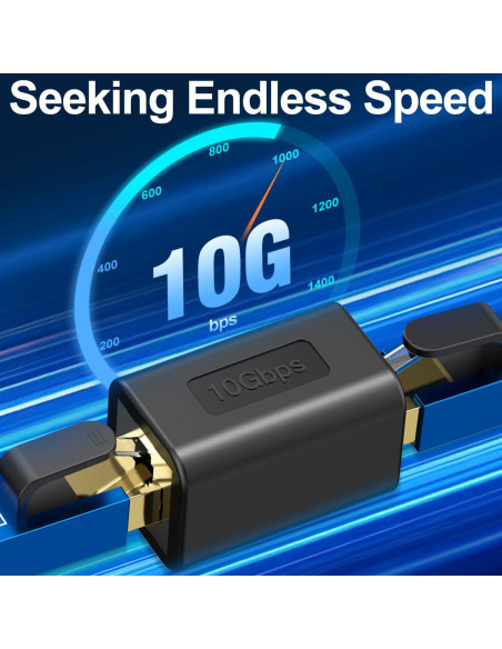 Extensor Ethernet 10Gbps LEKVKM RJ45 Cat8/7/6/5e/5 Negro