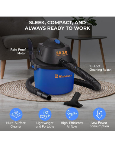 Aspiradora Húmeda y Seca Koblenz WD-2L 7.57L 2HP Azul/Negro