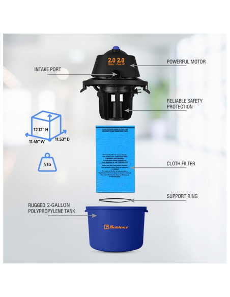 Aspiradora Húmeda y Seca Koblenz WD-2L 7.57L 2HP Azul/Negro Aspiradora Húmeda y Seca Koblenz WD-2L 7.57L 2HP Azul/Negro