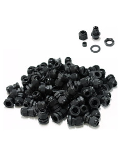100 Conectores de Cable PG7 Impermeables Tusrai IP68 Negro