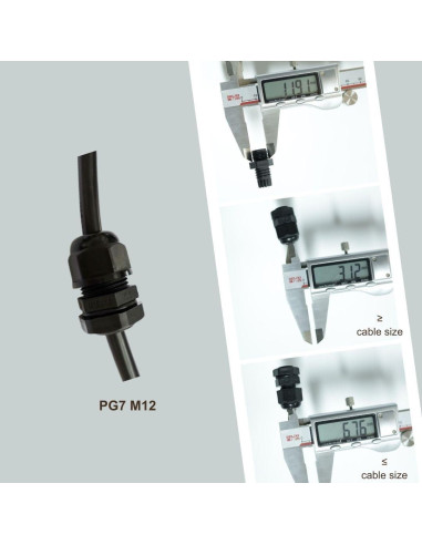 100 Conectores de Cable PG7 Impermeables Tusrai IP68 Negro