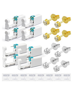 Kit de Perforación de Orejas YINPAD - 8 Aretes + Alcohol