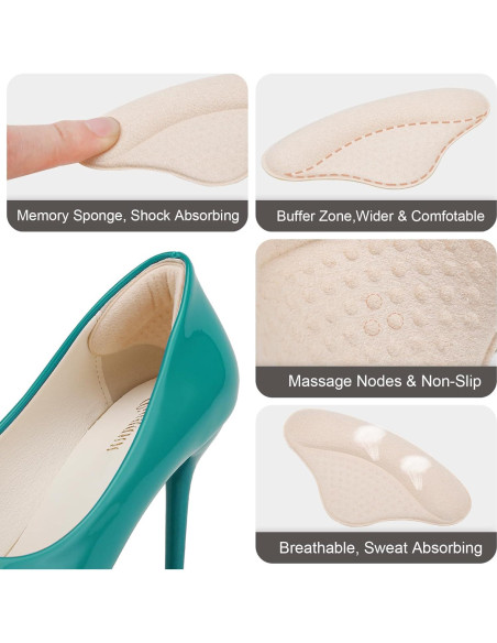 6 Pares Almohadillas para Talones Comfowner Beige Ajustables