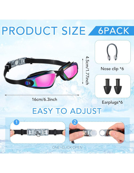 Gafas de Natación Fabbay 6 Pack Antifog para Adultos