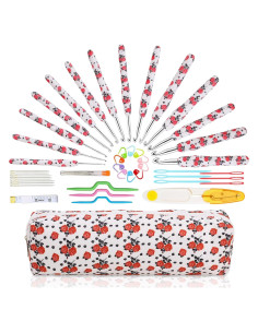 Juego de Ganchillos Looen 14 Tamaños Ergonomicos Rosa