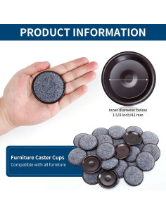 Tazas de Fieltro Reutilizables Ezprotekt 1.6" para Muebles - 16 Pcs 2