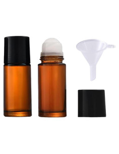 Juego de 2 Botellas Roll-on de Vidrio Marrón 30ml Mozff