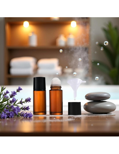 Juego de 2 Botellas Roll-on de Vidrio Marrón 30ml Mozff