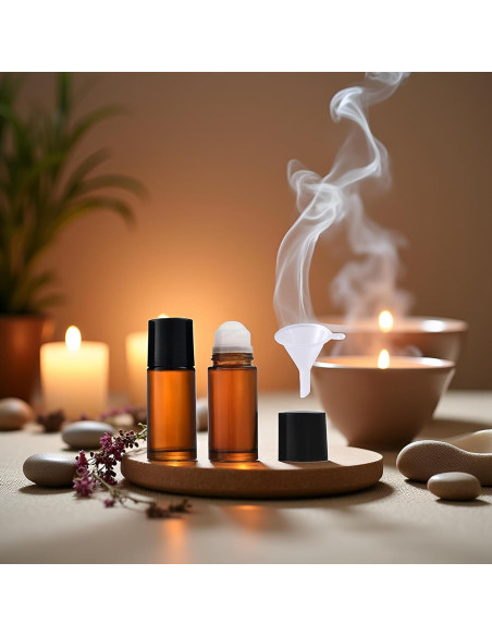 Juego de 2 Botellas Roll-on de Vidrio Marrón 30ml Mozff