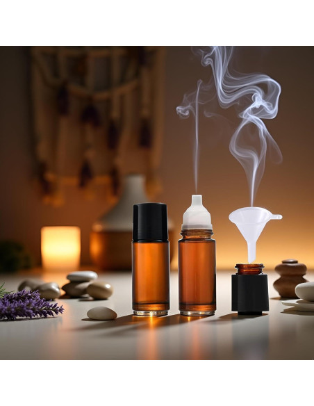 Juego de 2 Botellas Roll-on de Vidrio Marrón 30ml Mozff