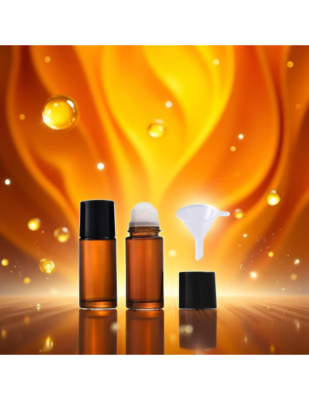 Juego de 2 Botellas Roll-on de Vidrio Marrón 30ml Mozff